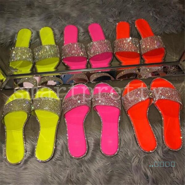 

35-42 women beach slipper summer slids rhinestone diamond flip flops sandals ladies iridescent color flat slippers water bath shoes ly424, Black;grey