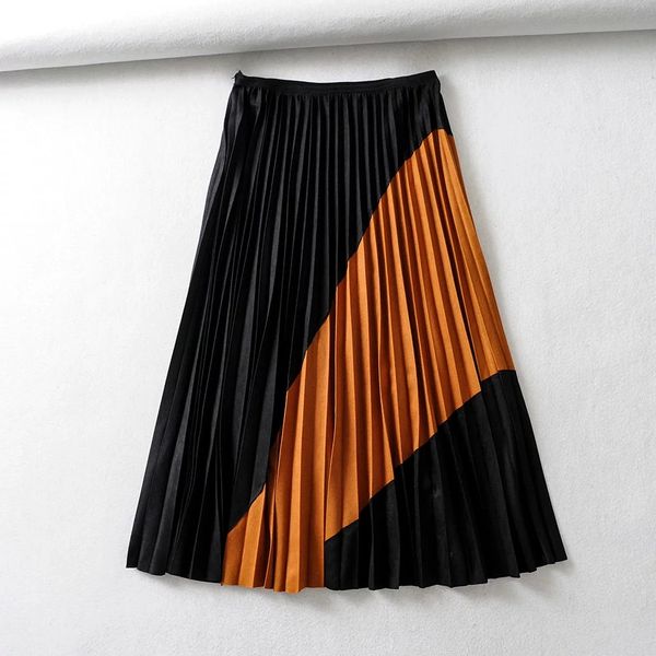 

women patchwork suede fabric skirts vintage faldas high waist zipper female retro ladies short skirts, Black