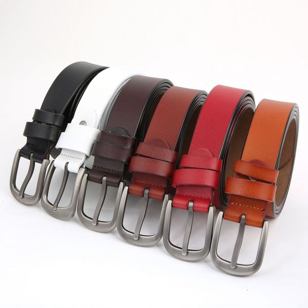 

men's and women's commuting leisure buckle pure cowhide belt simple pin pin buckle trouser belt, Black;brown