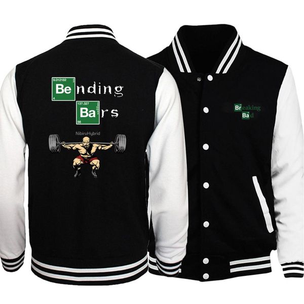 

breaking bad walter white motivation baseball uniform men jackets coats 2019 autumn fleece warm white black tracksuit streetwear, Black;brown