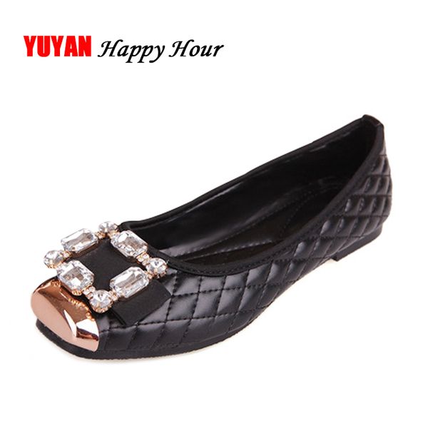 

spring and autumn ballet flats women elegant brand shoes diamond design women's flats luxury plus size 35-42 ing, Black