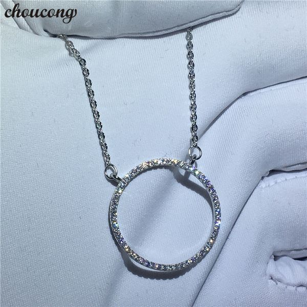 

choucong handmade round hollow necklace for women 5a zircon cz 925 sterling silver engagement wedding pendant with necklace