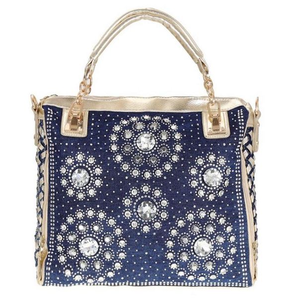 

новая женская сумка мода повседневная заклепки переплетения горный хрусталь топ ручка сумка crossbody сумка для дам