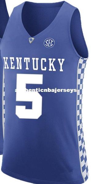

5 kevin knox kentucky wildcats retro stitched sewn basketball jerseys customize any number and name xs-6xl vest jerseys, Black;blue