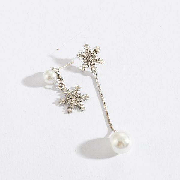 

maxi s925 silver needle korean personality snowflake asymmetric long earrings make you look thinner