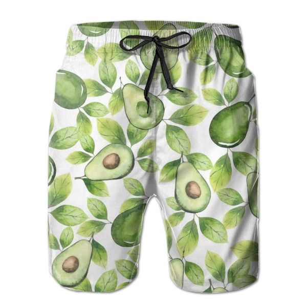 

авокадо и листья акварель быстросохнущие плавательные шорты для мужчин купальники мужской купальник плавки летние купальные пляжная одежда, White;black