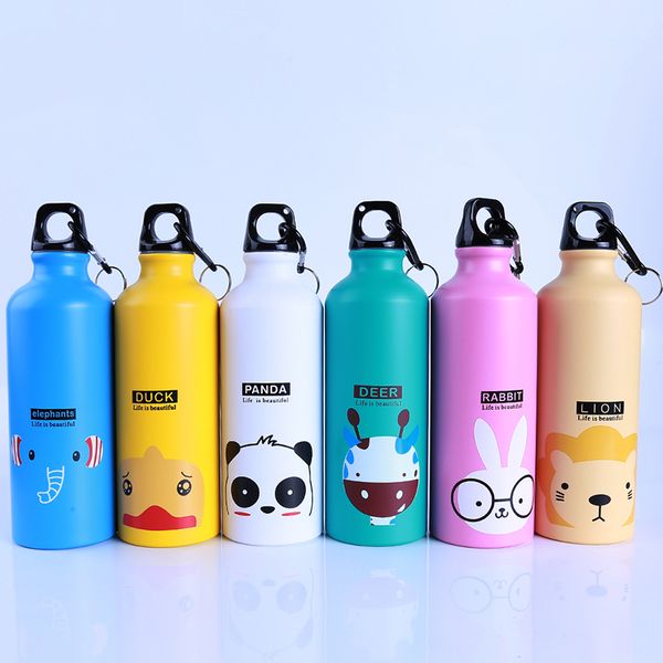 

water bottle 500ml cute cartoon pattern aluminum / wheatstraw drinking outdoor exercise travel sports bottles portable