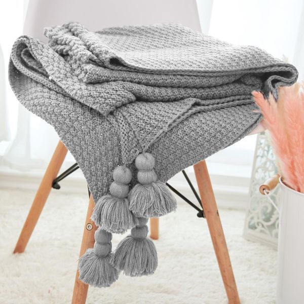 

plain air conditioning travel blanket knitted blanket for bed sofa cover home textile throw anti-pilling portable