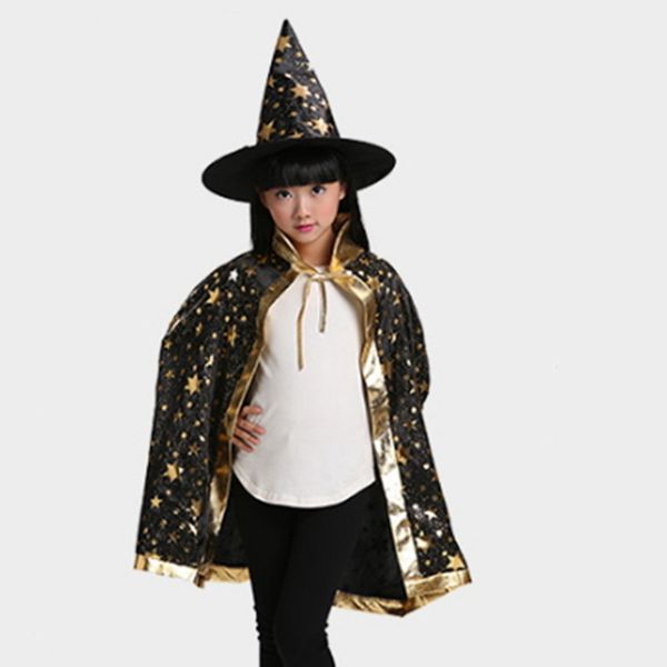 

children costumes halloween cloak cap fancy dress witch wizard gown robe and hats cosplay prop for star costume cape kids party