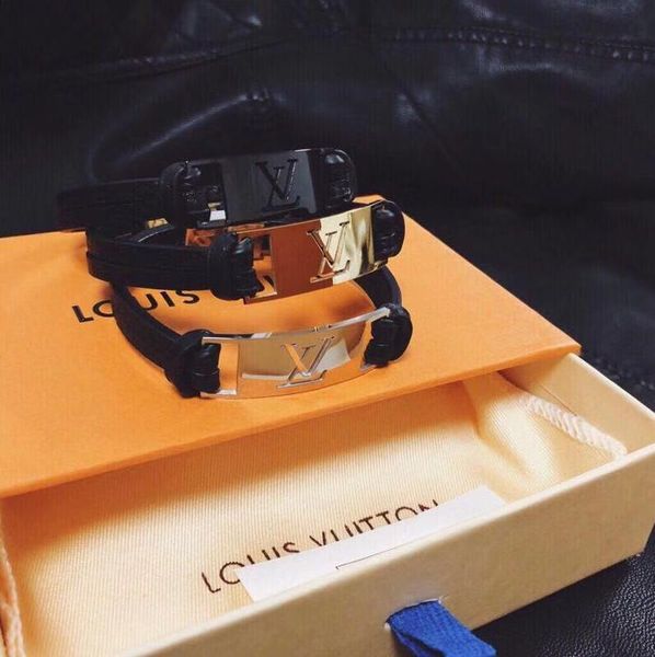 

сталь титан подлинный кожаный браслет браслет может быть вырезаны на заказ браслеты мужчин браслет ювелирных изделий оптом, Black