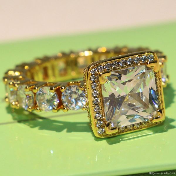 

уникальная choucong оригинальный дизайн горячая высокое качество 925 silver18k золото заполненные принцесса топаз квадрат полный алмаз обруч, Slivery;golden