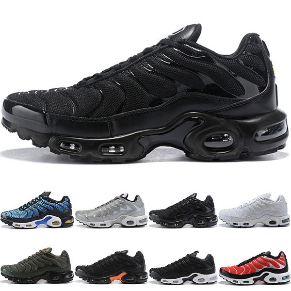 

tn plus men women running shoes run sneakers greedy oreo triple black white silver bullet mens trainer athletic sport size 40-45 online sale, White;red