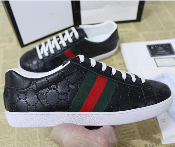 

new designer branded new personality luxury brands men women casual sneakers white leather sneaker embossed g shoes with box, Black