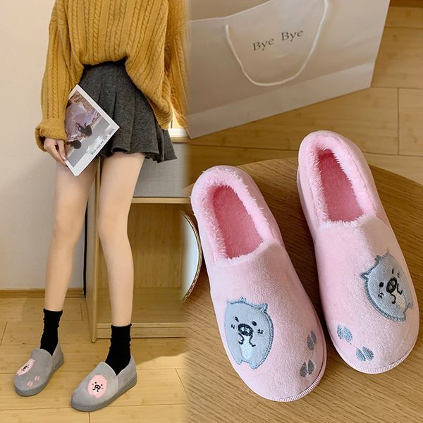 

cartoon cute home slipper woman shoes soft warm winter casual indoor slipper woman shoes large size non-slip winter drop, Black