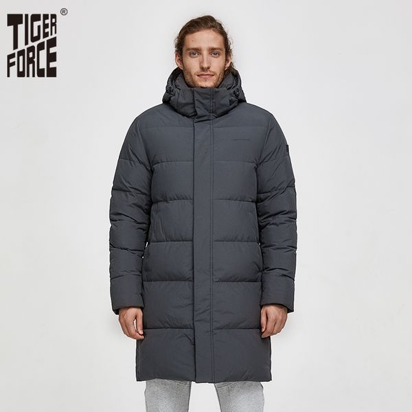 

tiger force white duck down jacket men winter long puffer jackets male down jacket with hooded casual thicken warm overcoat, Black