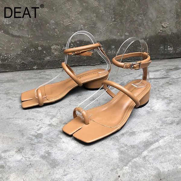 

deat] 2020 new spring summer square toe shallow narrow band split toes pu leather sandals for women shoes fashion tide 10h890, Black