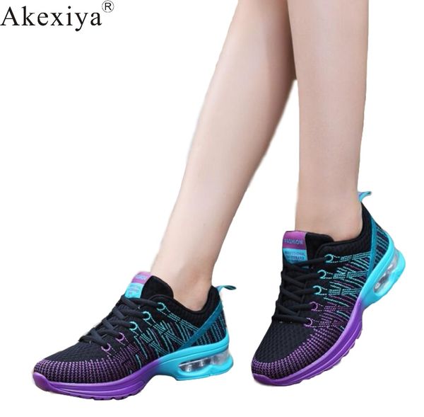 

akexiya 2019 new women running shoes breathable female cushioning trainers lace up sports shoes jogging sneakers plus size 41 42