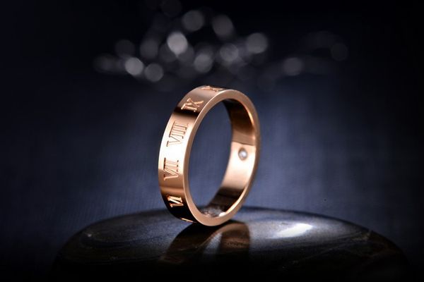 

the european and american classic lady silver plating rose gold roman numerals engagement ring couples jewelry gift ball, Golden;silver