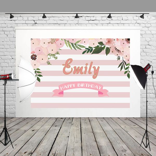 Acheter Huayi Rose Et Blanc Rayures Fond Joyeux Anniversaire Fête Toile De Fond Des Fleurs Pour Enfants Enfant Adulte W 1003 De 4433 Du Paozhu