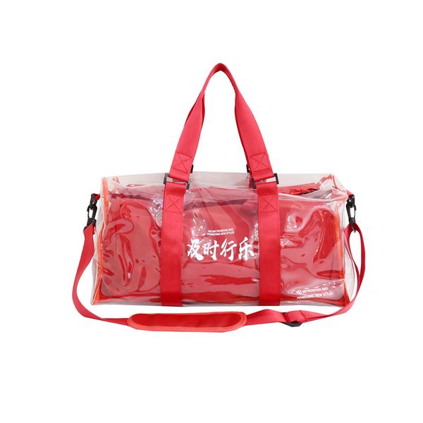 

2pcs/set red travel bag for women fashion gym bag pvc designer duffle women summer waterproof laser trapeze shoulder bags