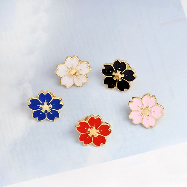 

miss zoe cherry blossoms flower brooch pins button pin denim jacket jeans badge for bags japanese style jewelry gift for girls, Gray