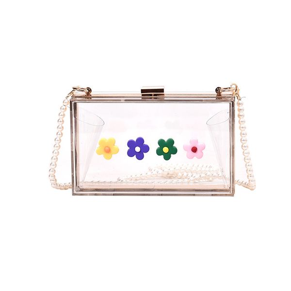 

2019 women's crossbody bag over the shoulder flower transparent small square bag case shoulder messenger #10