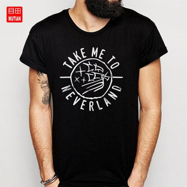 

take me to neverland t shirt, White;black