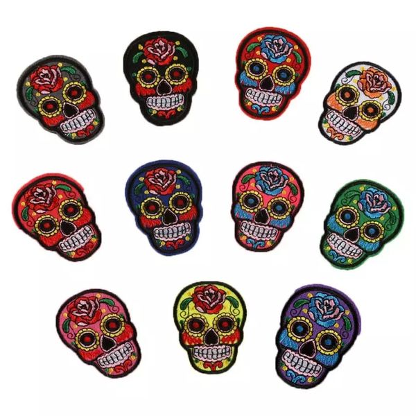 

роза череп патчи одежда вышитые патчи одежда ткани значки шитье патчи креативный diy