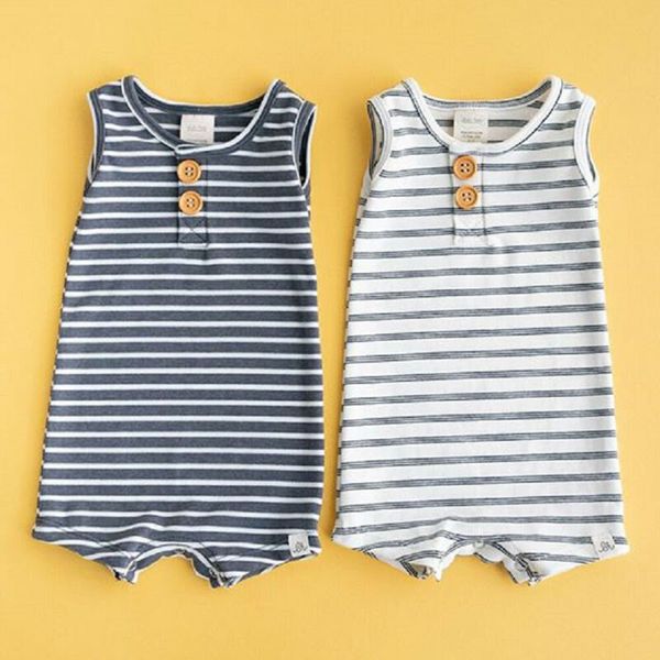 

newborn infant baby boys girls striped clothes sleeveless romper jumpsuit outfit