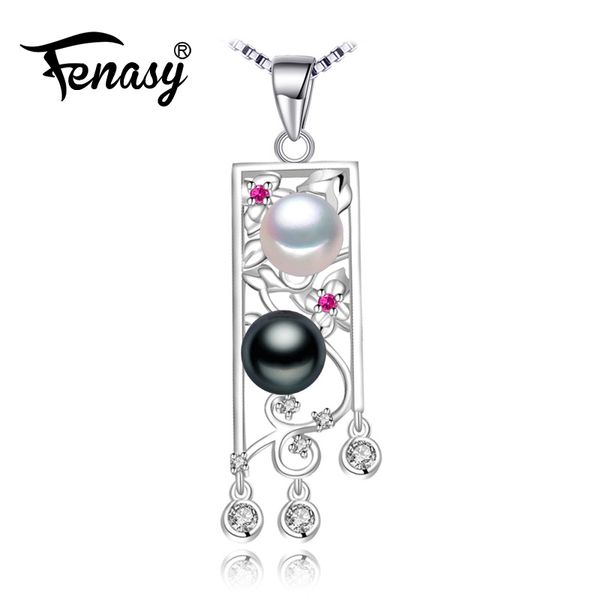 

fenasy 925 sterling silver ruby necklace,black pearl jewelry statement pear necklace for women bohemia necklace for love