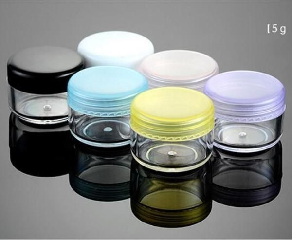 

5ml clear plastic cosmetic container jars with black lids cosmetic cream pot makeup eye shadow nails powder jewelry bottle