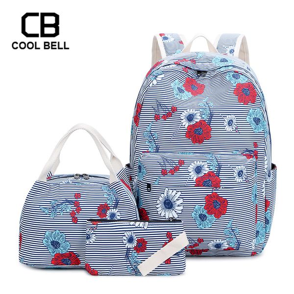 

striped print women school backpack 3pcs/set for girls casual waterproof lapbackpack famle school bags for teenager girls