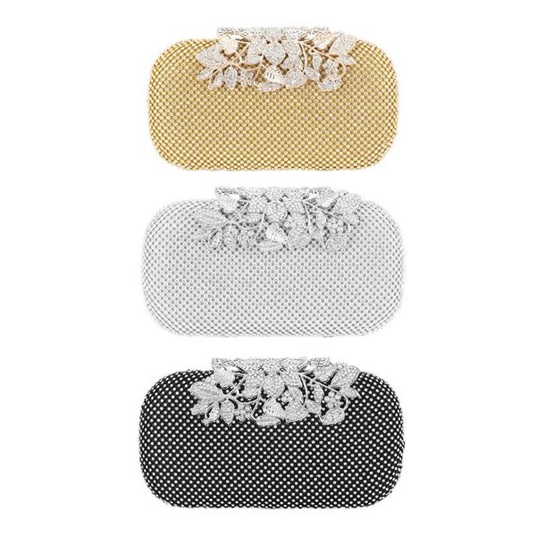 

women flower rhinestone evening bag party bridal clutch wedding handbag purse