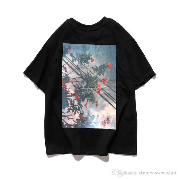 

fog mens women t-shirt usa tide brand fear of god t-shirt flower p printing shortsleeve street hip hop loose wild tee, White;black
