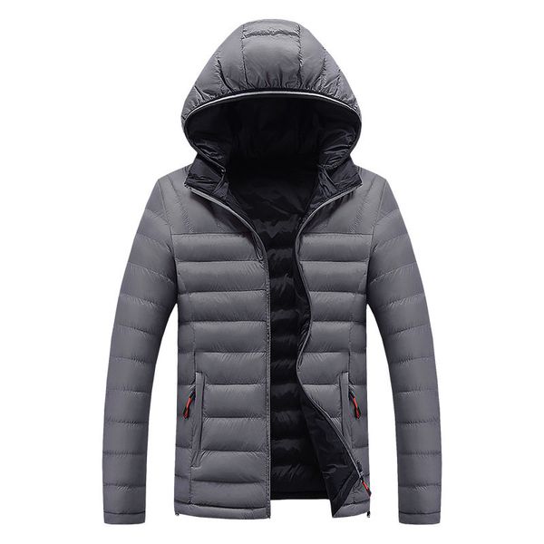 

2019 men's winter parka thick short coat youth warm jacket single-breasted mens casual hooded jacket fashion clothing, Black