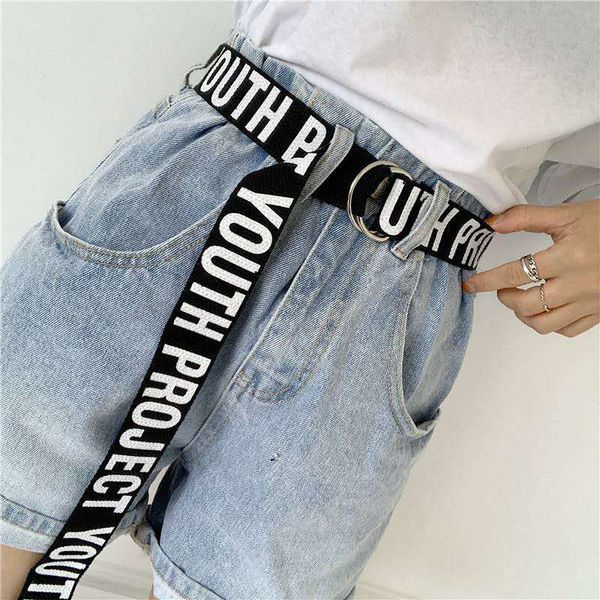 

women casual belts punk long canvas student letter ladies waist strap wild jeans trouser black white female waist belts, Black;brown