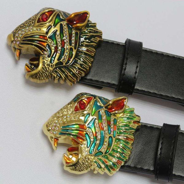 

fashionable man womens designer belts luxury belt brand fashion leather belt casual tiger head design smooth buckle width 38mm high quality, Black;brown
