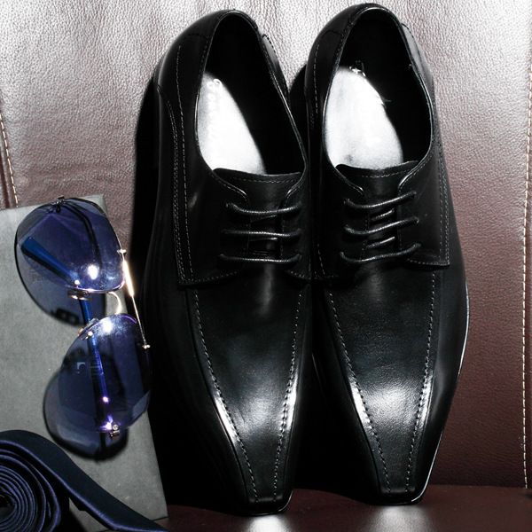 

men formal business office party and prom shoes black square toe fashion leather shoes