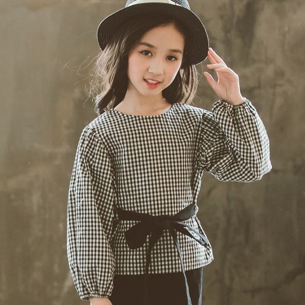 

cotton little girls clothes for school spring lantern sleeve blouse for teenagers girls shirts 2019 school hool baby, White;black