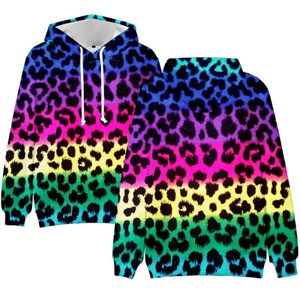 

personality hoodie leopard 3d mens boys hoodies sweatshirt brand designer children clothes animal fashion leopard print top, Black