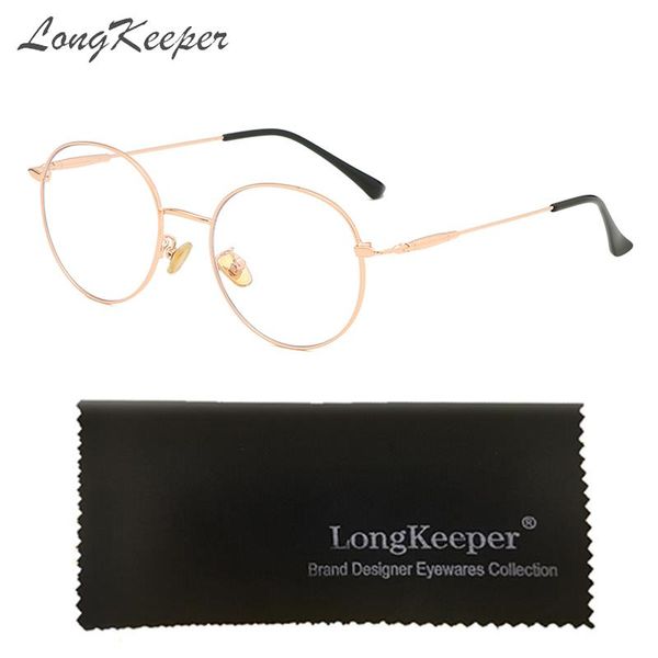

longkeeper мода винтаж ретро металлическая рамка прозрачные линзы очки ботаник geek eyewear очки розово красный круглый круг глаз очки, Black