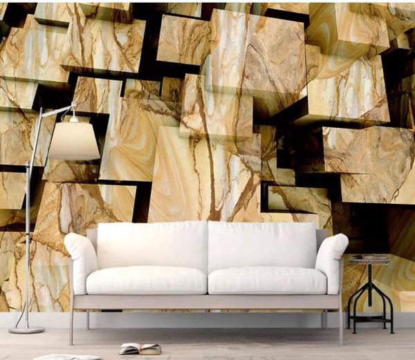 

modern living room wallpapers marble space cubes stereo squares modern 3d background wall