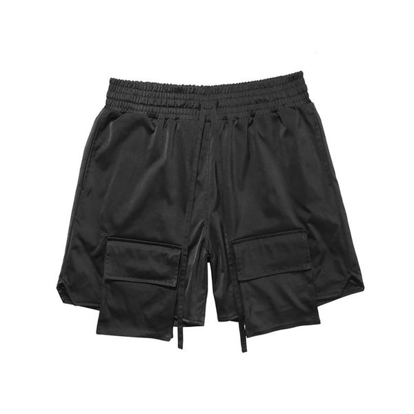 

france summer fashion women men high street multi pocket middle pants stylish jogging shorts silver black casual pants, White;black