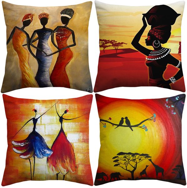 

Экзотический Африканский Стиль Чехол для подушки Картина Маслом Африканская Жен