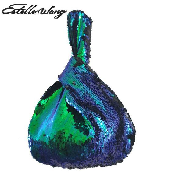 

green turning black sequins japanese handbag bag bead slice wrapping small wrist bag phone handbag bags for women 2019