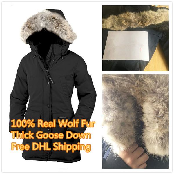 

new arrival women's trillium parka winter jacket arctic parka red outdoor coat hoodies real wolf fur c1, Black