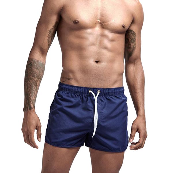

men's sport running jogging short quick dry breathable gym fitness sweatpants male polyester beach board short maillot de bain, Black;blue