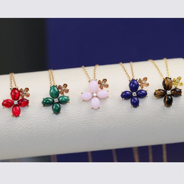 

brand pure 925 sterling silver jewelry for women sakura flower neckalce cherry flower pendant luck clover wedding party necklace