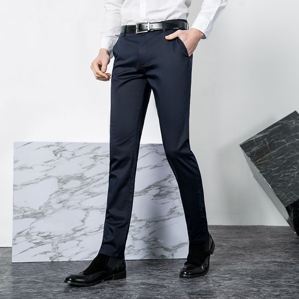 

2019 new four seasons casual pants men business trousers soft breathable men's casual pants slim fashion 9d813, Black