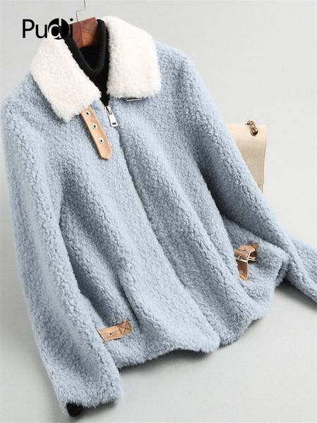 

pudi a19009 2019 women fall/winter new fashion wool jacket lady short style lapel leisure wool coat, Black